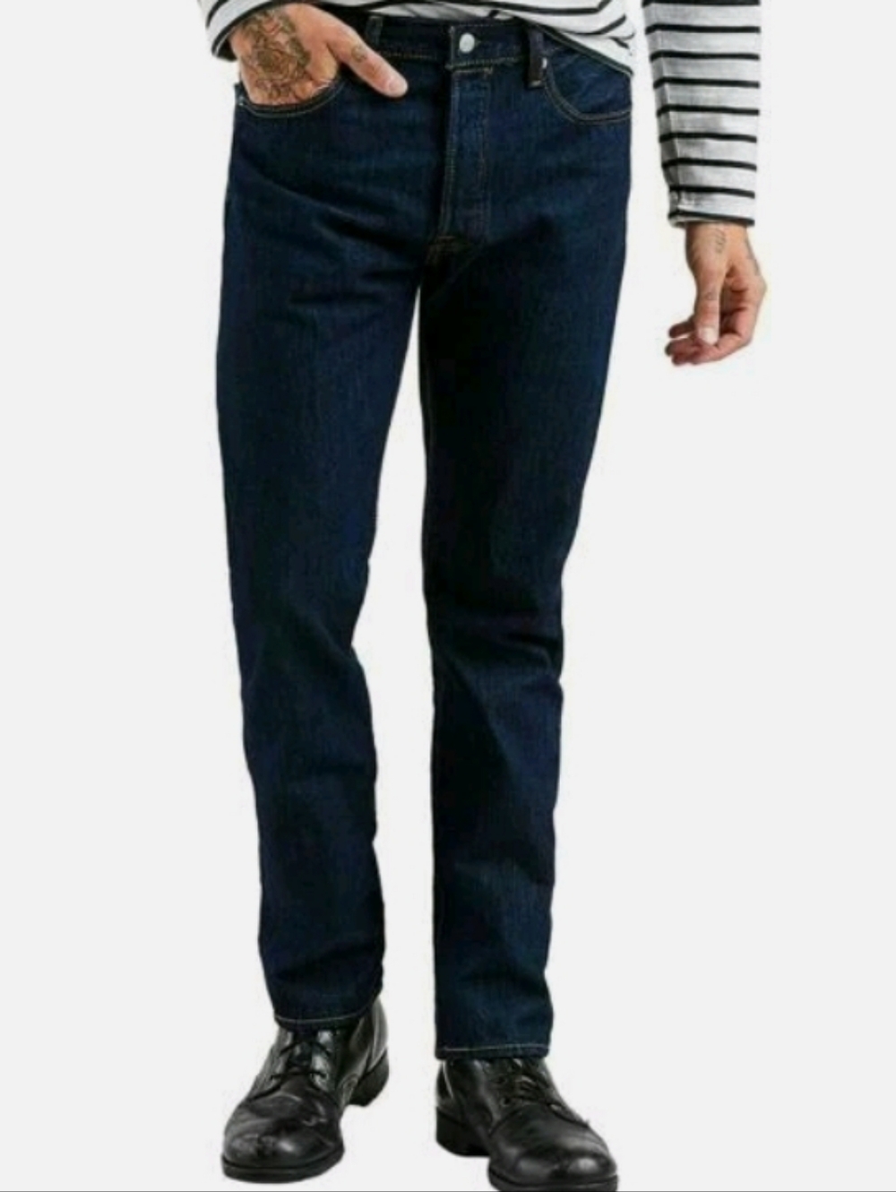 Levi's 502 Men's Black Stretch Taper Jeans Size 32x32 Regular Fit Denim